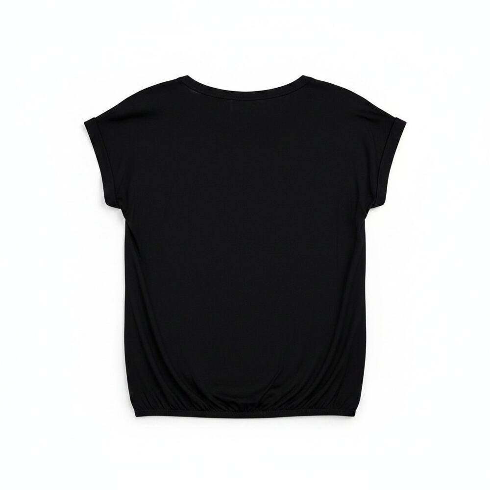 NWT Soya Concept Black Scoop Neck Rolled Short Sleeve Top #1770 Size XS - Picture 7 of 11